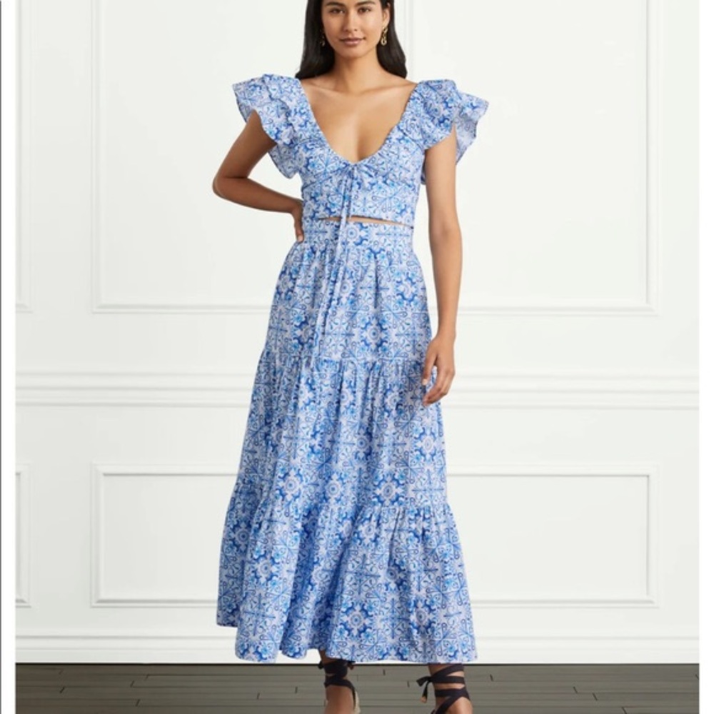 Hill House Set: The Camilla Skirt & Alexa Top Set (Blue Mosaic)